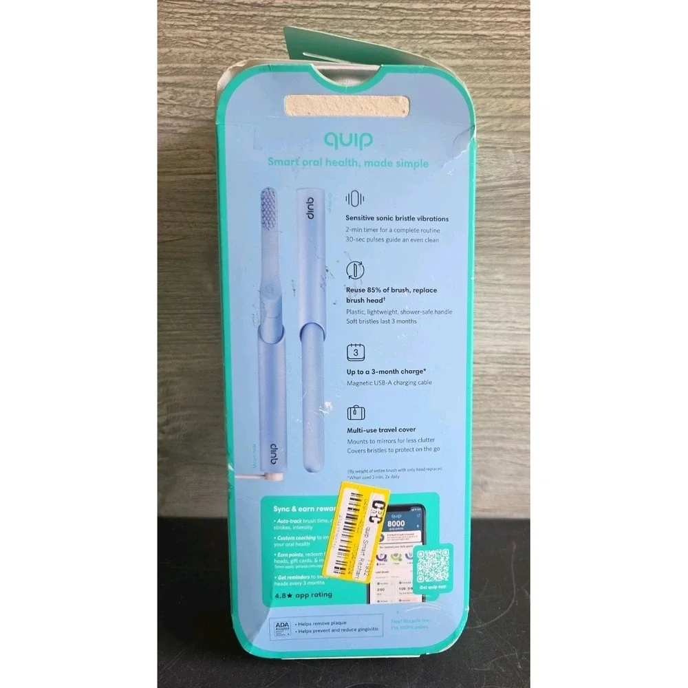 Quip Sonic Toothbrush with Soft Bristles - Sky Blue Brand NEW E8